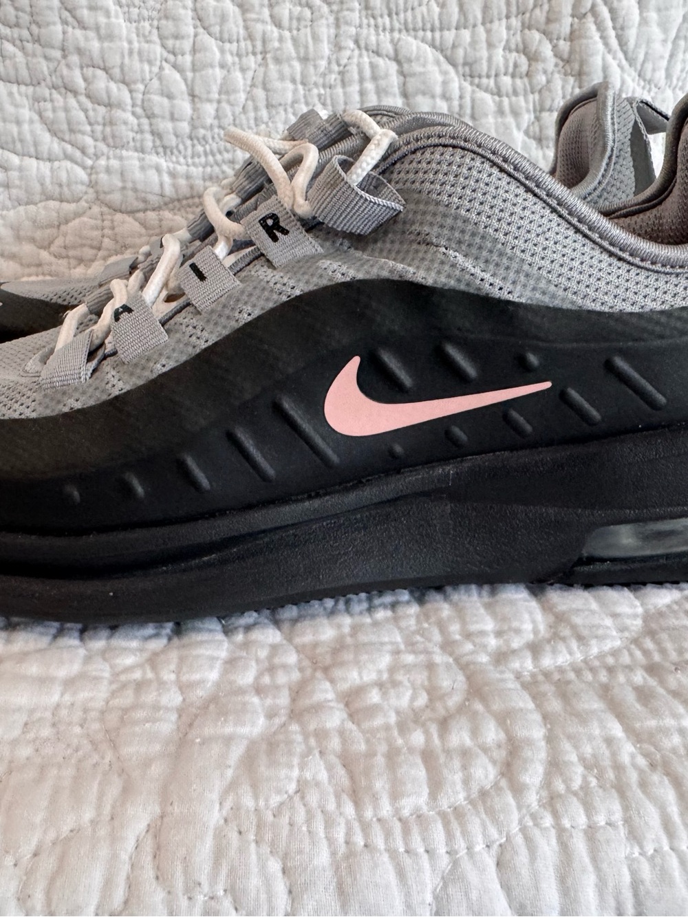 Nike Women's Grey and Black Sneakers with Pink Swoosh - Picture 3 of 10